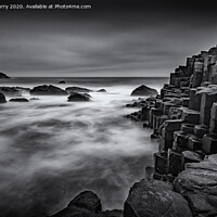 Buy canvas prints of Giants Causeway Black and White Antrim Coast Northern Ireland by Chris Curry