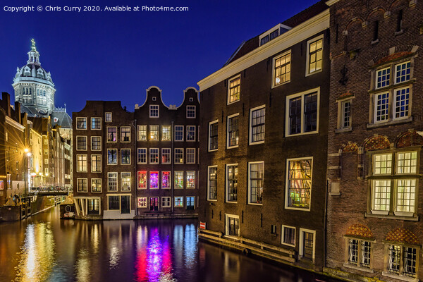 Amsterdam Canal Houses De Wallen At Night The Netherlands Picture Board by Chris Curry