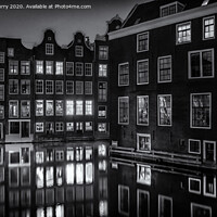 Buy canvas prints of Amsterdam Black and White Canal Houses by Chris Curry