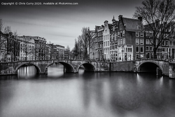 Amsterdam Black and White Cityscape Keizersgracht Canal Picture Board by Chris Curry