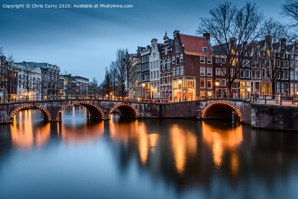 Amsterdam City Lights At Twilight Keizersgracht Canal Picture Board by Chris Curry