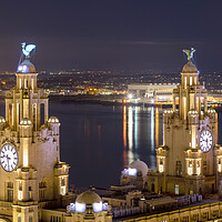 Buy canvas prints of Royal Liver Building, Liverpool at Night by Dave Wood