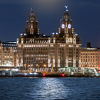 Buy canvas prints of Supermoon over Liverpool Waterfront by Dave Wood