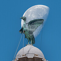 Buy canvas prints of Moon over Liverpool by Dave Wood
