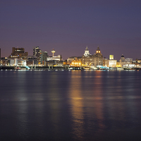 Buy canvas prints of Liverpool Waterfront at Night by Dave Wood