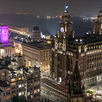 Buy canvas prints of Liverpool Waterfront Architecture at Night by Dave Wood