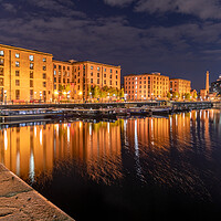 Buy canvas prints of Salthouse Dock, Liverpool at Night and Royal Albert Dock Buildings by Dave Wood