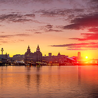 Buy canvas prints of Liverpool waterfront Sunrise by Dave Wood