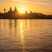 Buy canvas prints of Liverpool waterfront sunrise by Dave Wood