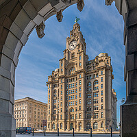 Buy canvas prints of Royal Liver Building, Liverpool Through the Arches by Dave Wood