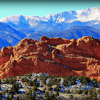 Buy canvas prints of Garden of the Gods with Pikes Peak by Stephen Stookey