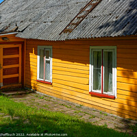 Buy canvas prints of Quaint Old Wooden House in Zemaitija National Park by Gisela Scheffbuch
