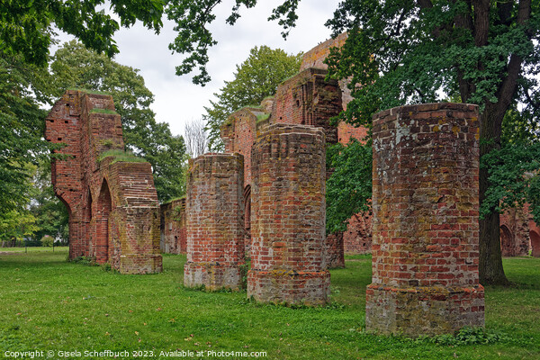 Romantic Eldena Monastery Ruins - Greifswald Picture Board by Gisela Scheffbuch