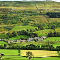 Buy canvas prints of  Hamlet Satron in Swaledale, Yorkshire Dales by Gisela Scheffbuch