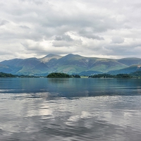 Buy canvas prints of  Derwentwater with Skiddaw Group by Gisela Scheffbuch