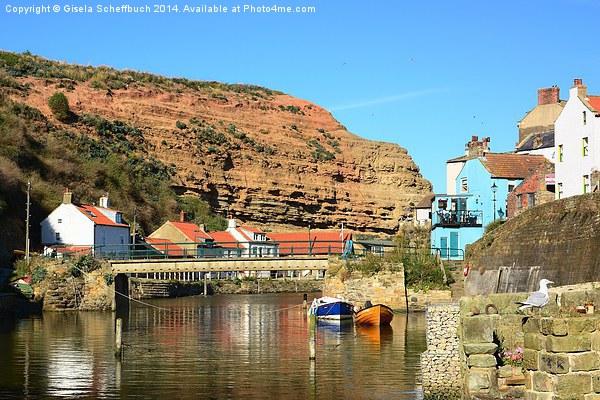  Staithes in the Evening Picture Board by Gisela Scheffbuch