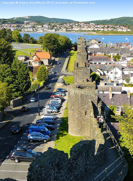  Town Walls in Conwy Picture Board by Gisela Scheffbuch