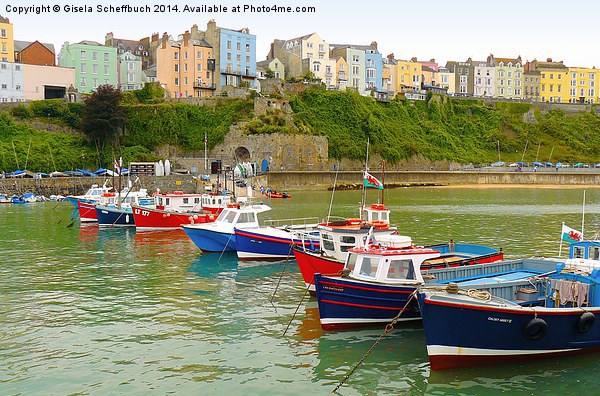  Tenby Harbour Picture Board by Gisela Scheffbuch