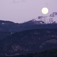 Buy canvas prints of  Moonrise at Corno Bianco  by Gisela Scheffbuch