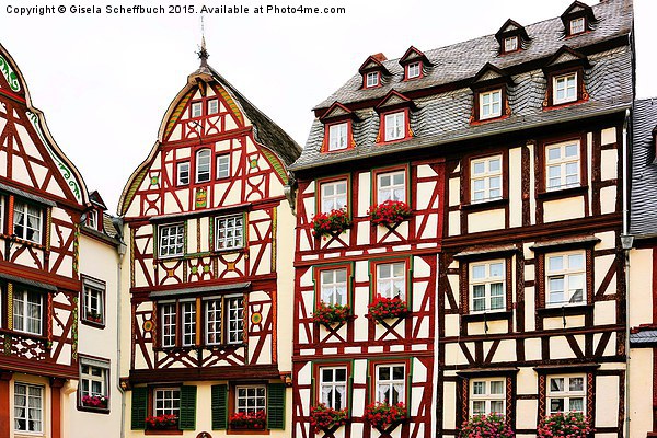  Timber-framed Houses at the Market Square of Bern Picture Board by Gisela Scheffbuch