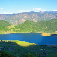 Buy canvas prints of  Lake Caldaro in South Tyrol by Gisela Scheffbuch