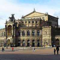 Buy canvas prints of  Semperoper in Dresden by Gisela Scheffbuch