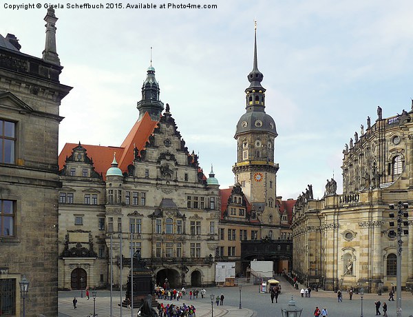  Castle Square in Dresden Picture Board by Gisela Scheffbuch