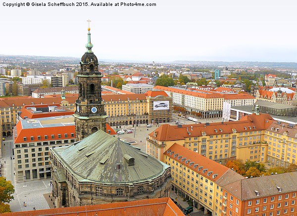  Dresden - View of Altmarkt with Kreuzkirche Picture Board by Gisela Scheffbuch