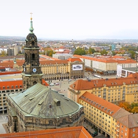 Buy canvas prints of  Dresden - View of Altmarkt with Kreuzkirche by Gisela Scheffbuch