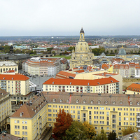 Buy canvas prints of  View of Dresden - Frauenkirche with Neumarkt by Gisela Scheffbuch