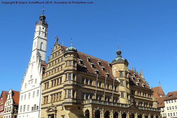 Town Hall in Rothenburg ob der Tauber  Picture Board by Gisela Scheffbuch