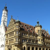Buy canvas prints of Town Hall in Rothenburg ob der Tauber  by Gisela Scheffbuch