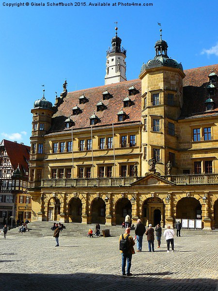 Town Hall of Rothenburg ob der Tauber Picture Board by Gisela Scheffbuch