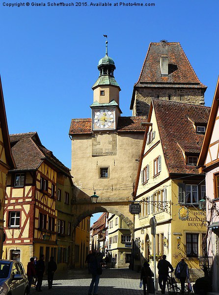  In the Historic Centre of Rothenburg Picture Board by Gisela Scheffbuch