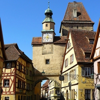 Buy canvas prints of  In the Historic Centre of Rothenburg by Gisela Scheffbuch