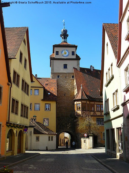  White Tower in Rothenburg Picture Board by Gisela Scheffbuch