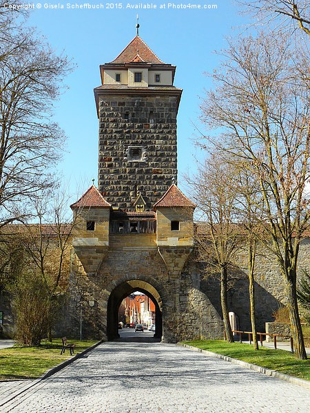  Town Gate "Galgentor" in Rothenburg ob der Tauber Picture Board by Gisela Scheffbuch