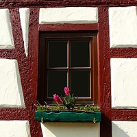 Buy canvas prints of Window in a half-timber house by Gisela Scheffbuch