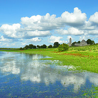 Buy canvas prints of The Shannon Riverbanks at Clonmacnoise by Gisela Scheffbuch