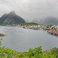 Buy canvas prints of Reine on a Cold and Wet Summer Afternoon by Gisela Scheffbuch