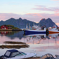 Buy canvas prints of Bright Summer Night in the Lofoten Archipelago by Gisela Scheffbuch