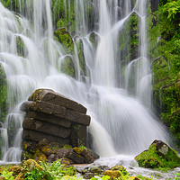 Buy canvas prints of Artificial Waterfall in the mountain park Wilhelms by Gisela Scheffbuch