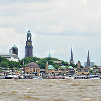 Buy canvas prints of Steeples of Hamburg by Gisela Scheffbuch