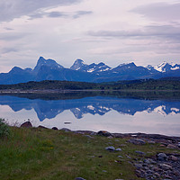 Buy canvas prints of A Mystic Summer Night on Tysfjorden by Gisela Scheffbuch