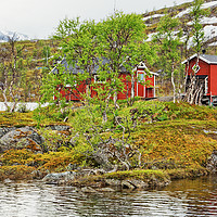Buy canvas prints of Norwegian Cabins by Gisela Scheffbuch