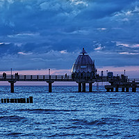 Buy canvas prints of  The Pier of Zingst During Blue Hour by Gisela Scheffbuch