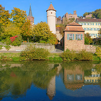 Buy canvas prints of  Wertheim with the Tauber River and the Castle     by Gisela Scheffbuch