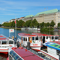 Buy canvas prints of Hamburg - Summer on the Alster River by Gisela Scheffbuch