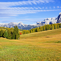 Buy canvas prints of Autumn on the Alpe di Siusi (Seiser Alm) by Gisela Scheffbuch