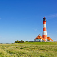Buy canvas prints of The Famous German Westerheversand Lighthouse by Gisela Scheffbuch
